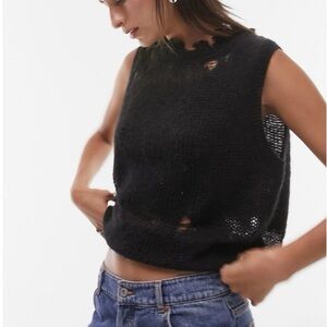 Topshop Black Knit Sleeveless Sweater